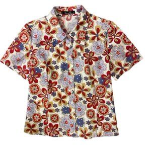 SIGAL DEKEL Women's Short-Sleeve Button Down Blouse